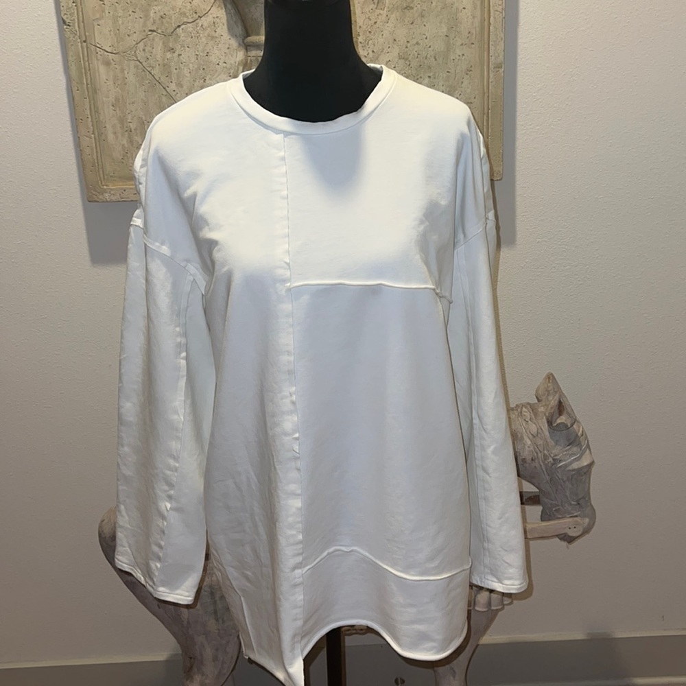 LIT active wear comfy ivory boxy light sweatshirt top long sleeve M oversized